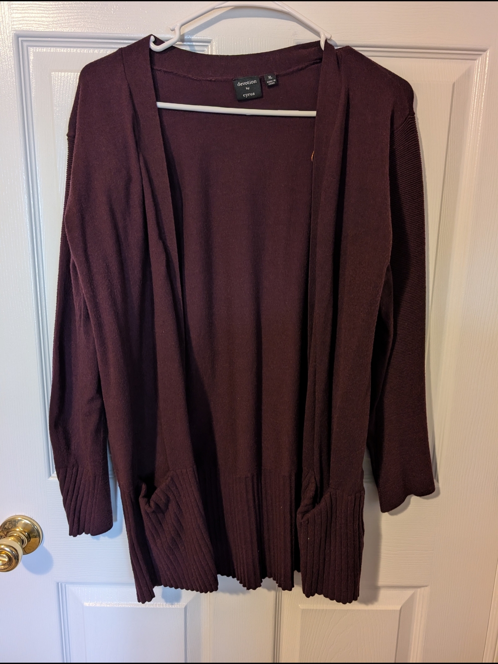 Cyrus Open-Front Cardigan in Burgundy